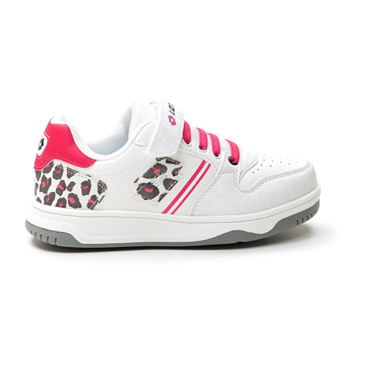 Zapatillas de Baloncesto Lotto Rocket AMF II Leopard CL S Niños Blancas Rojas | RU696279Y8