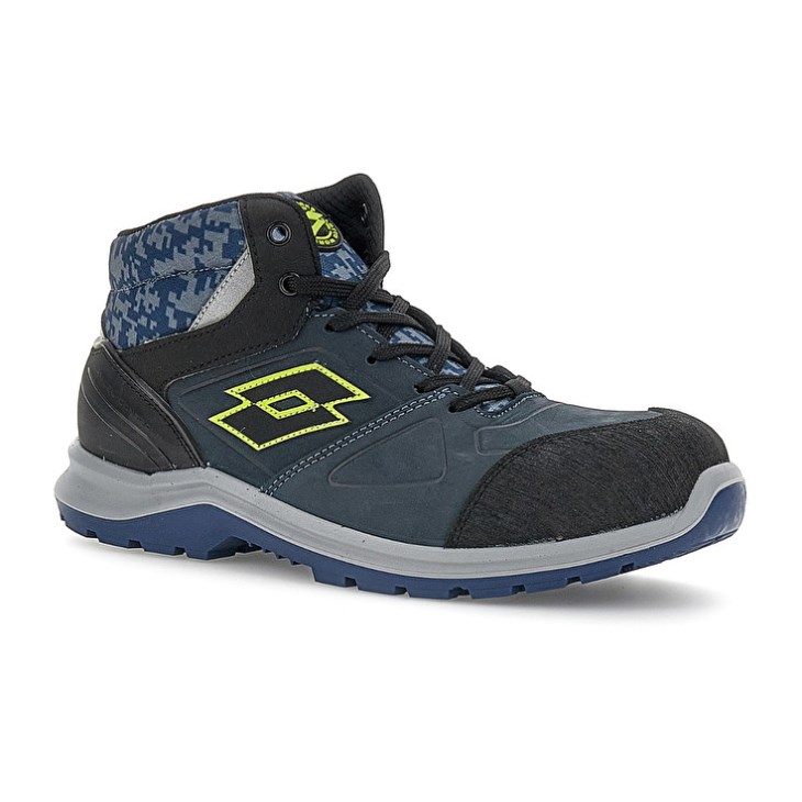 Zapatos Seguridad Lotto Hit 200 Mid S3 Hombre Azules Negras Verde | CB899289Y1